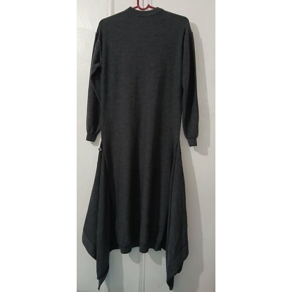 Satins womens long maxi asymmetric sweater dress 100% merino wool gray - Picture 5 of 8